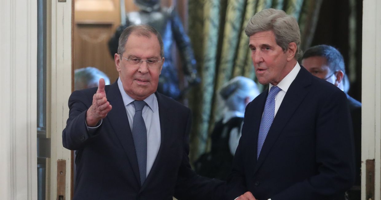 Встреча главы МИД РФ С. Лаврова и спецпредставителя президента США по вопросом климата Дж. Керри