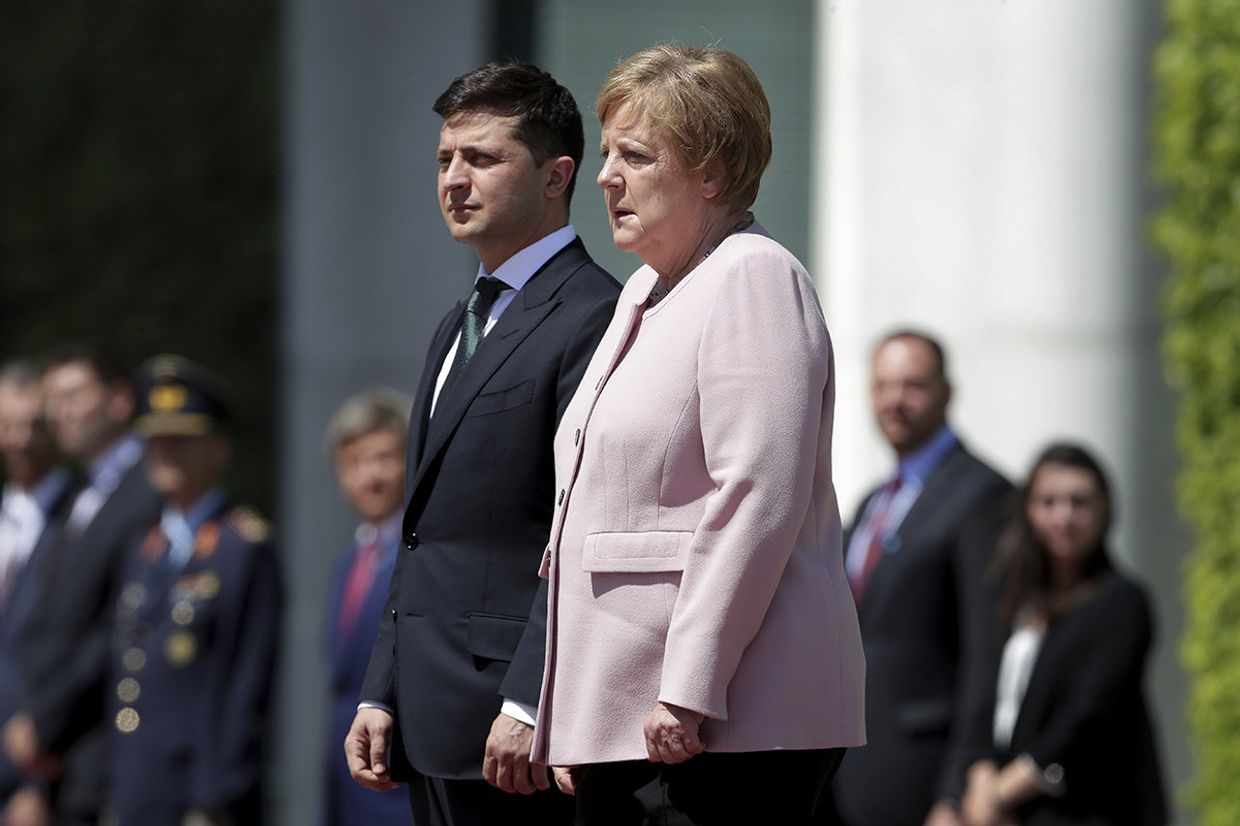 Канцлер Германии Ангела Меркель и президент Украины Владимир Зеленский