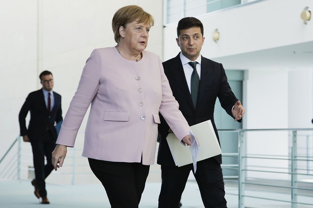 Канцлер Германии Ангела Меркель и президент Украины Владимир Зеленский в Берлине