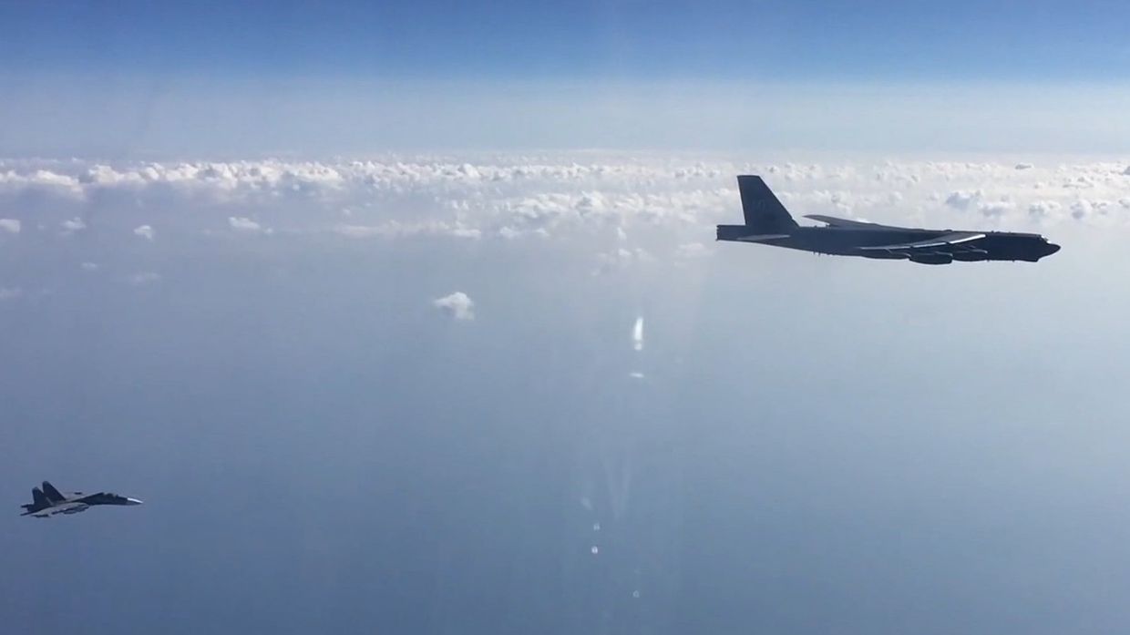 Перехват бомбардировщиков В-52Н ВВС США над акваторией Черного моря