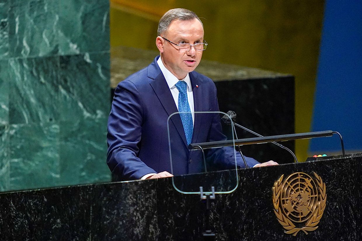 Президент Польши Анджей Дуда выступает на 76-й сессии Генеральной Ассамблеи в Штаб-квартире ООН в Нью-Йорке